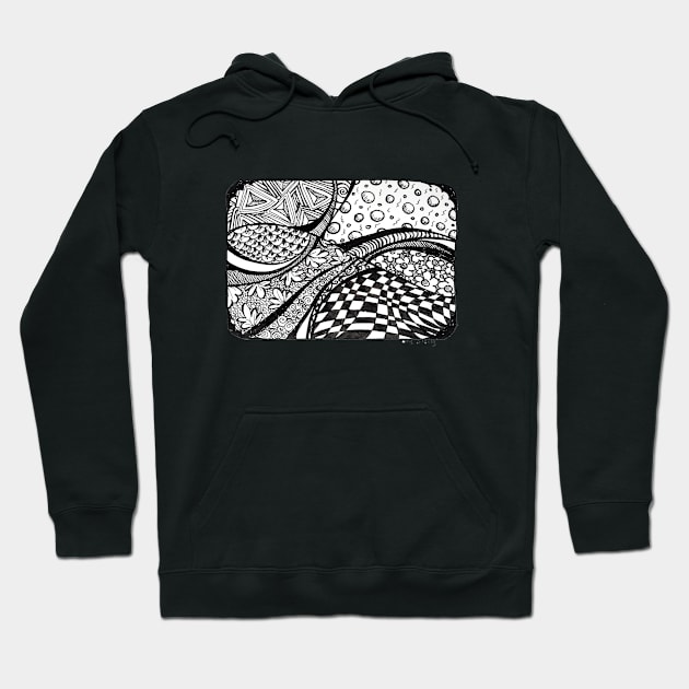 Ink drawing - Tangle Rolling Hills Hoodie by LadyCaro1